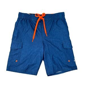 Zeroxposur Swim Shorts Mens S Small Blue Elastic Waist Cargo Pocket Brief Lined